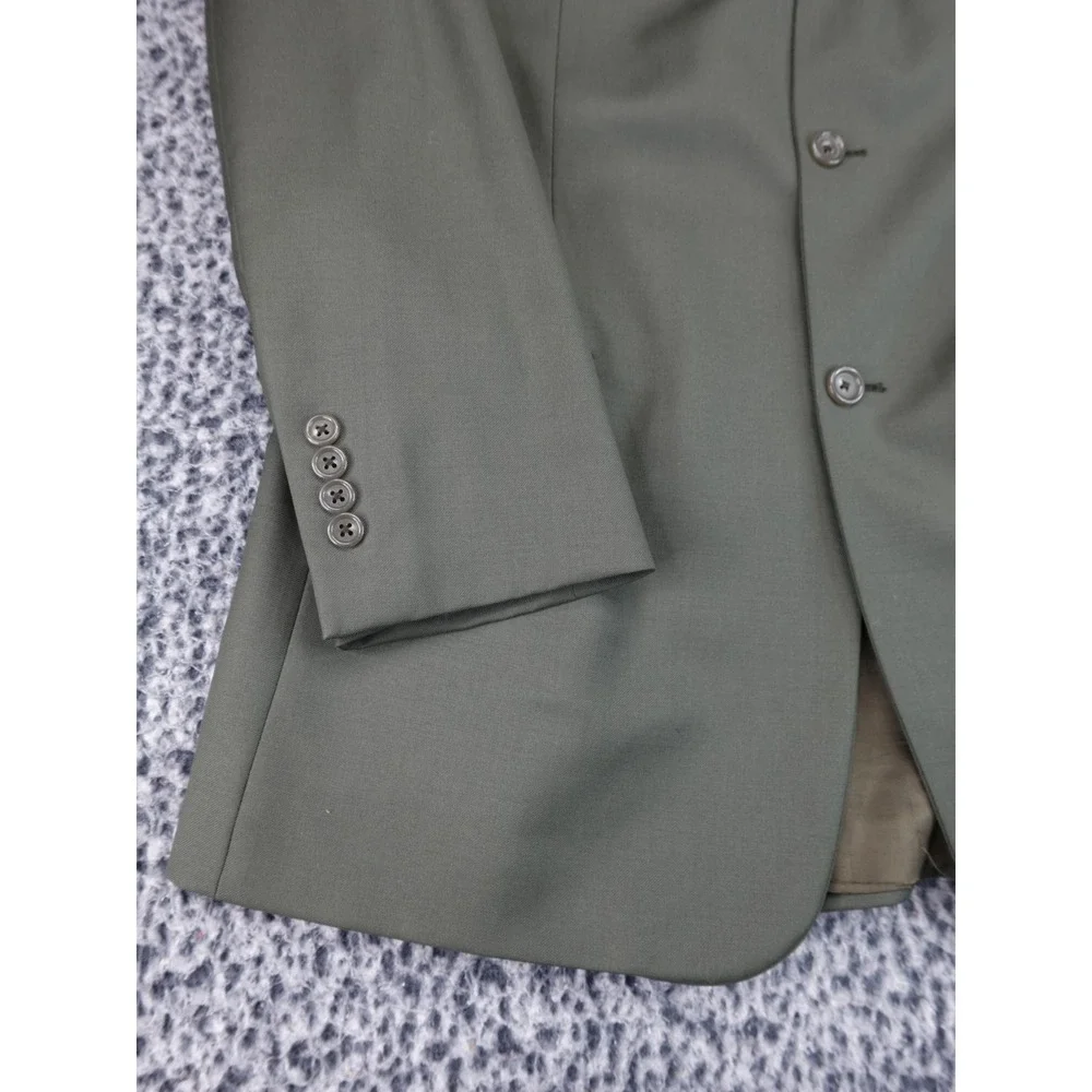 Pronto Uomo Blazer Mens 42L Olive Green Three Button‎ Wool Blend Sport Coat